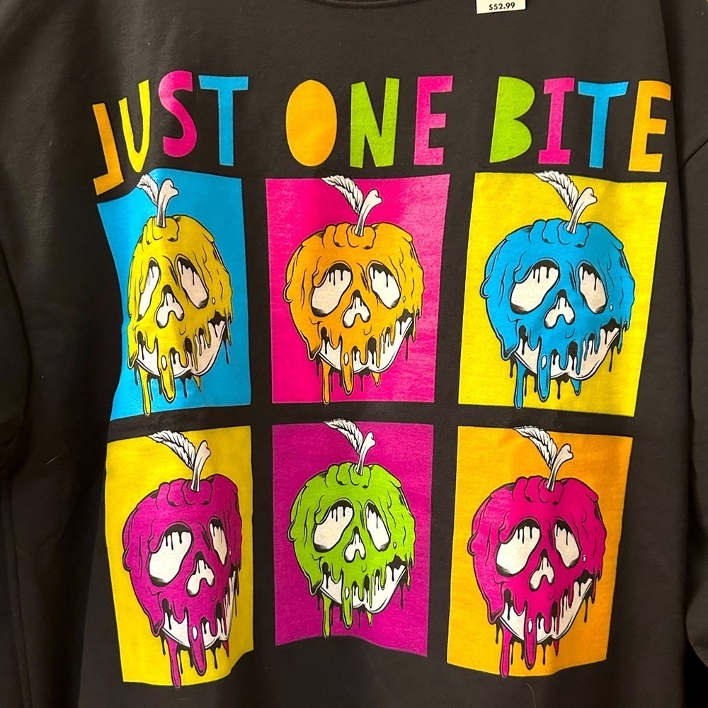 Men’s Disney Villain JUST ONE BITE Black Graphic Sweatshirt - Size L - NWT - Picture 3 of 6